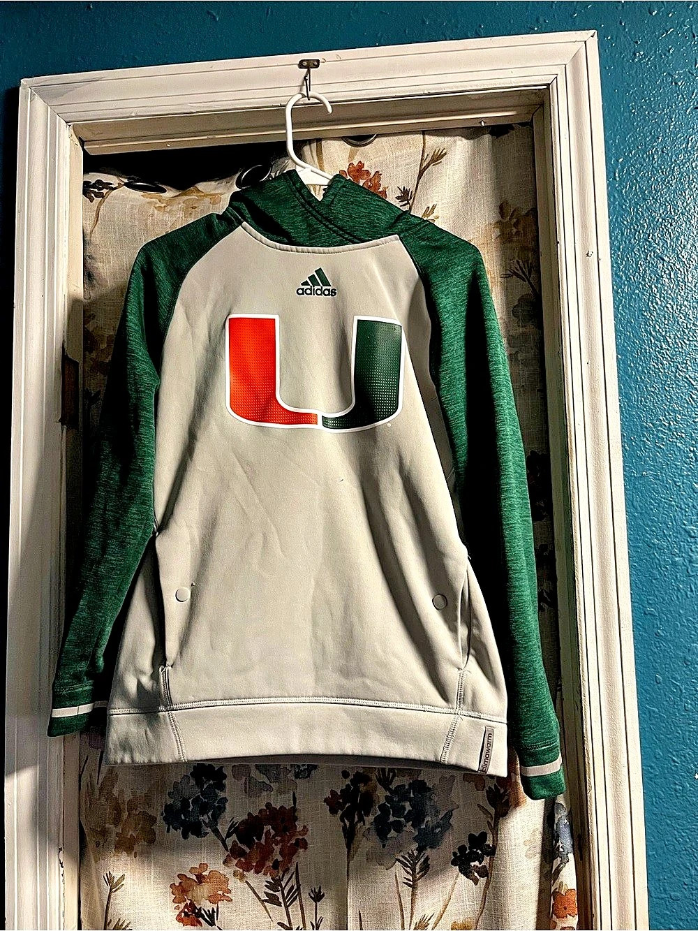 adidas Miami Hurricanes Climawarm Fleece Pullover Hoodie Medium